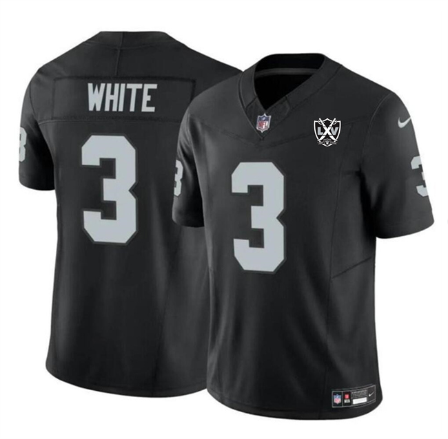 Men's Las Vegas Raiders #3 Zamir White Black 2024 F.U.S.E 65th Anniversary Patch Vapor Football Stitched Jersey